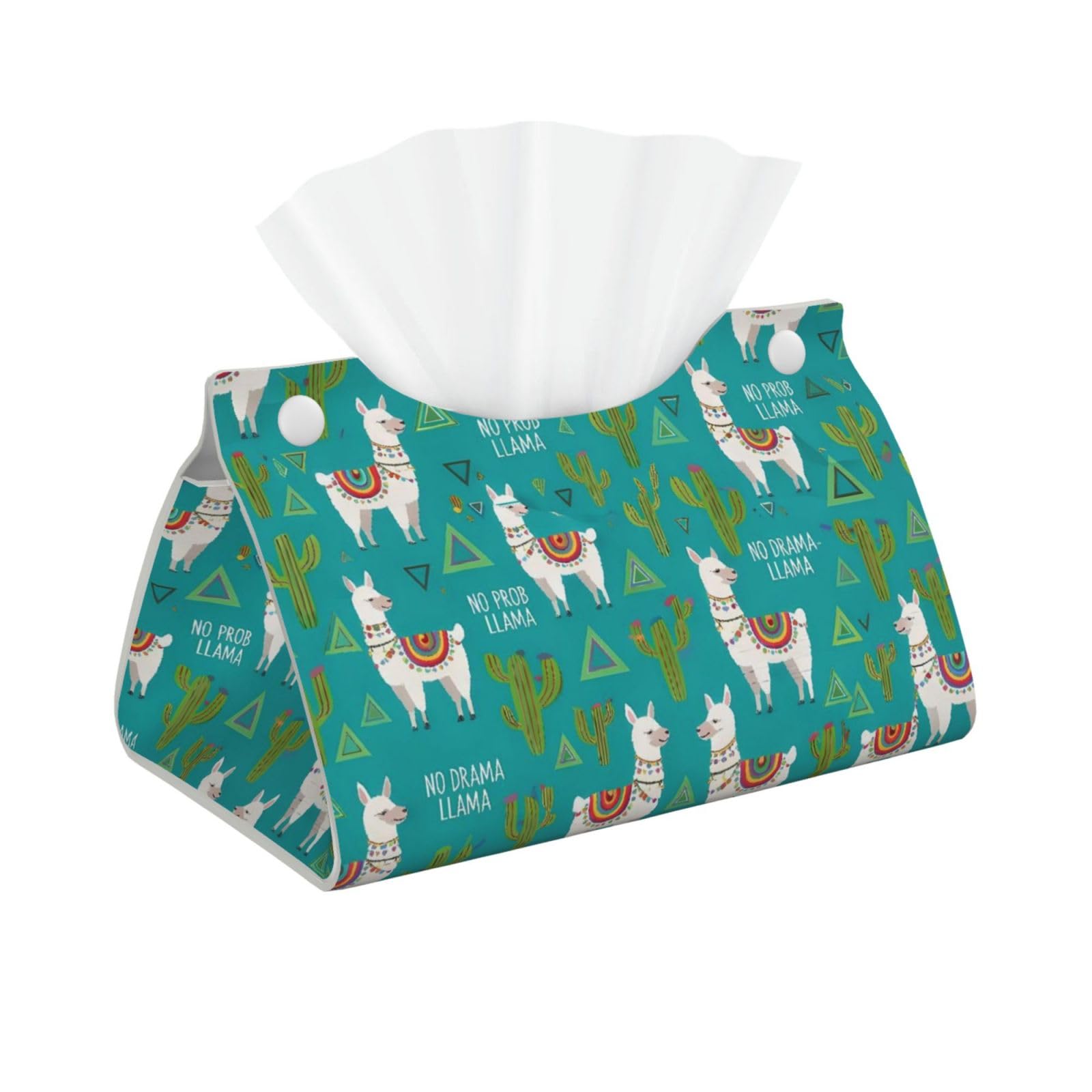 Llama Alpaca Cactus Mint Green Long Tissue Box Cover Holder Home Decor Aesthetic 7.87'' x 5.12'' x 0.98''
