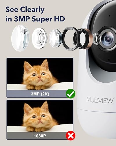 Miniatura 7 de MUBVIEW Cámara para mascotas con aplicación de teléfono, cámara de seguridad interior, cámaras WiFi 2.4G para seguridad del hogar, cámaras con cable