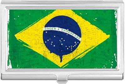 Hand-Painted Brazil Flag Brazil Business Card Holder Case Pocket Box Wallet
