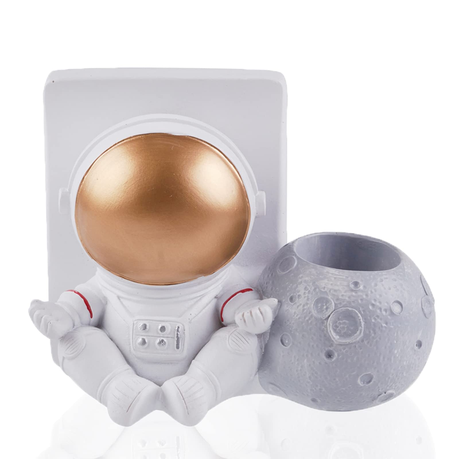 AuMoHall Astronaut Cell Phone Stand Multifunctional Spaceman Phone Holder with Pen Container Astronaut Pencil Holder for Desktop Ornaments, Sitting