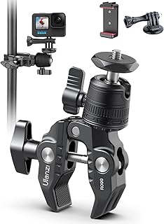 Camera Clamp Mount Accessories for Gopro - ULANZI R099 Super Clamp Ball Head Mount 1.5kg/3.3lb Loading Metal Bike Motorcycle Handlebar Attachments for DSLR Gopro Hero 5/6/7/8/9/10/11 Black/Insta 360