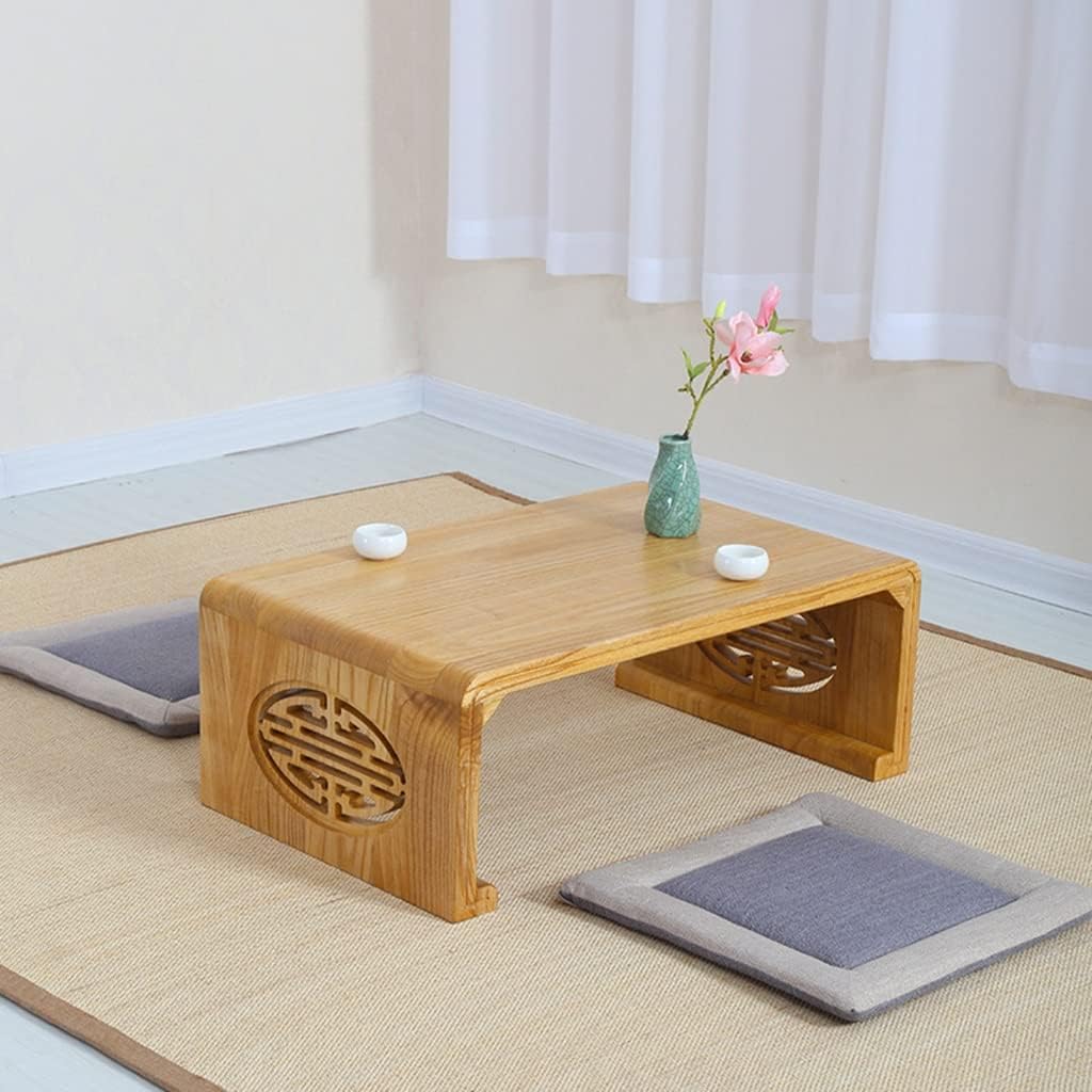 Rectangular Solid Wood Low Table Bay Window Table Japanese Tatami Tea Table Balcony Study Table Balcony Zen Simple Low Kang Table (Color : Walnut Color)