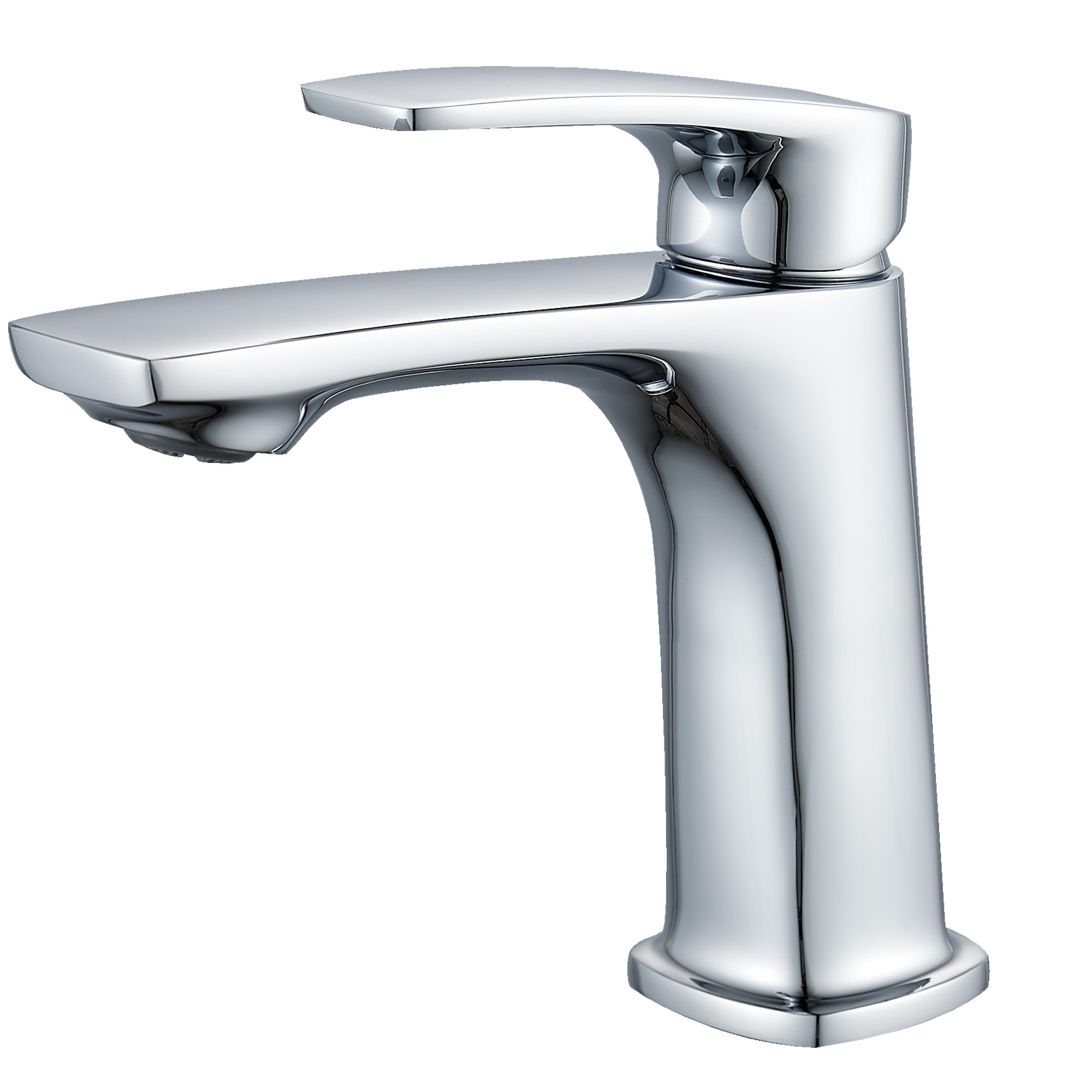 BELZ Bathroom Tap, Single Lever Basin Mixer Tap, Curved Design with Hot & Cold Water Hoses, Solid Brass Basin Faucet for Bathroom, Washroom (Chrome) โ image 1