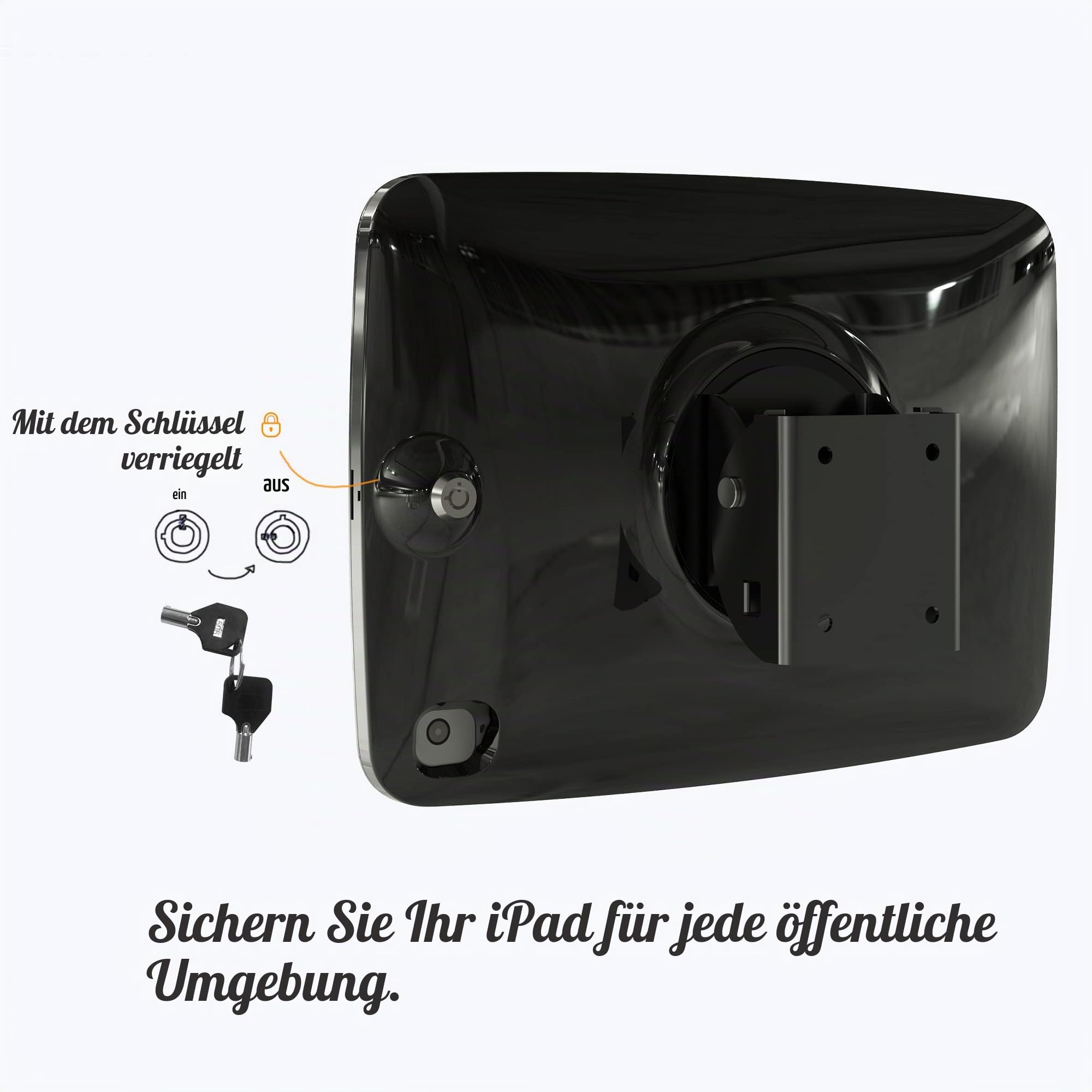 Tablet Wandhalterung Kompatibel mit 10.2 Zoll iPad 7/8th/9th Generation, Anti-Diebstahl iPad Kiosk Wandhalterung für Business und Smart Home, Schwarz