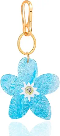 Tropical Hibiscus Flower Bird Butterfly Keychain Bag Charm Keychain Gold-Tone Clasp, 5.3 Inches