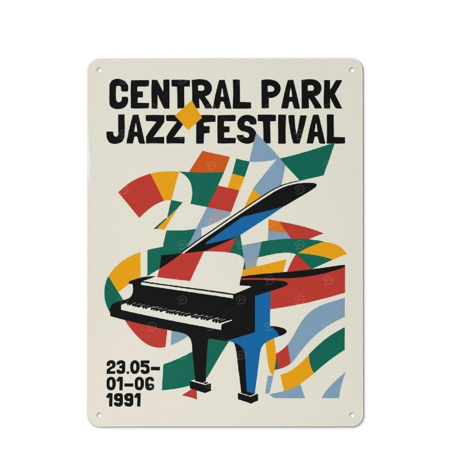 Junmoney Style-24 For Hallway Wall, Central Park Jazz Festival Vintage-Inspired Metal Sign 40X30cm, A Moving-Home Gift For Collectors Of Tin Signs