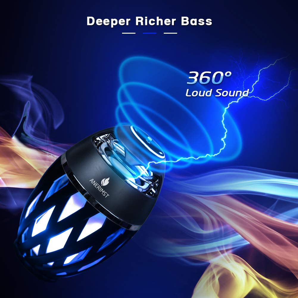 ANERIMST Altoparlante Bluetooth LED Blue Flame Ambience Lantern altoparlante esterno con suono stereo, altoparlante wireless portatile BassUp esclusivo lampada da tavolo per iPhone Android (blu)