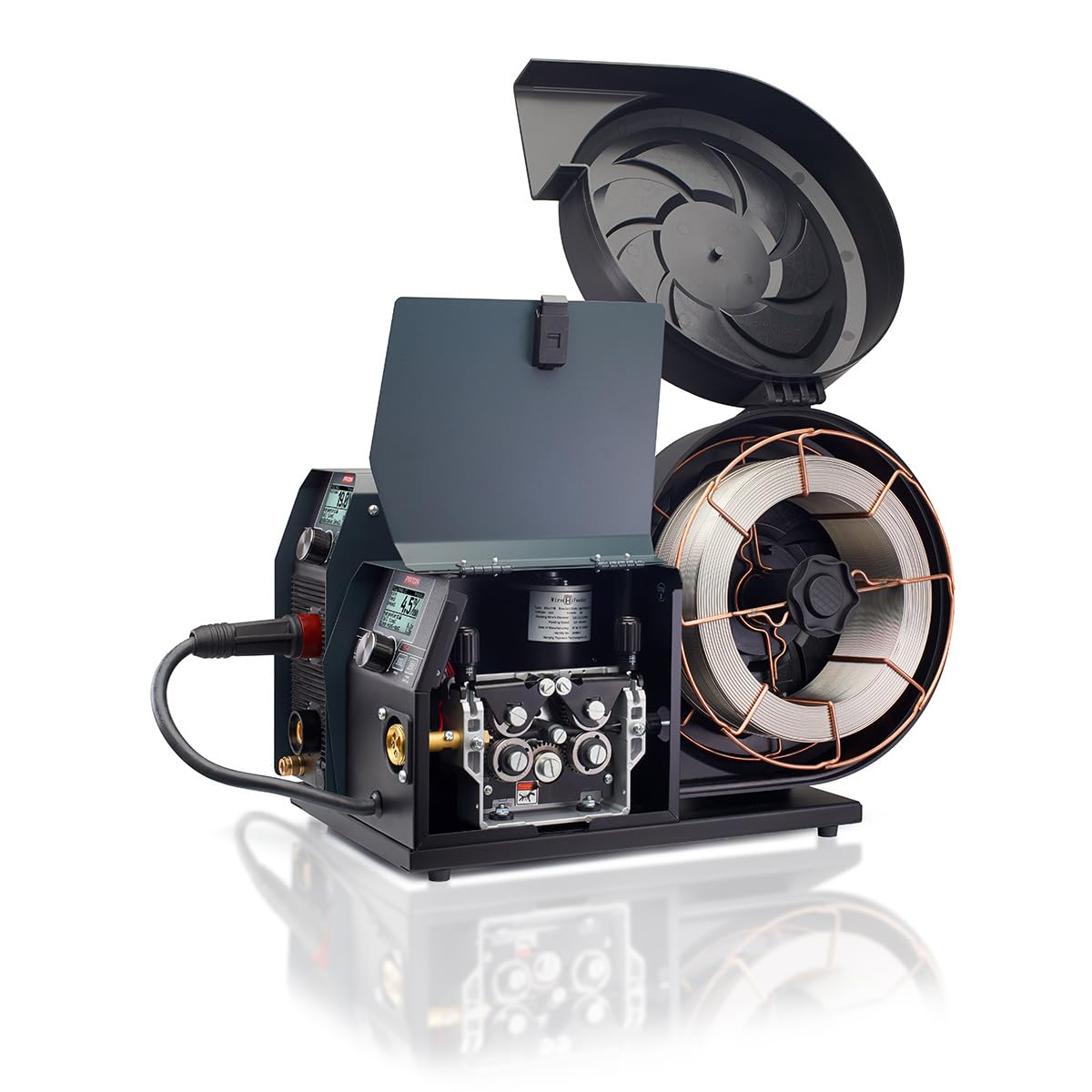 PATON ProMIG 270A soldadora MIG MAG 3 en 1, 400V, con alimentación 15-4, soldadora de electrodos con portaelectrodos y pinza de masa, protección de hilo y correa