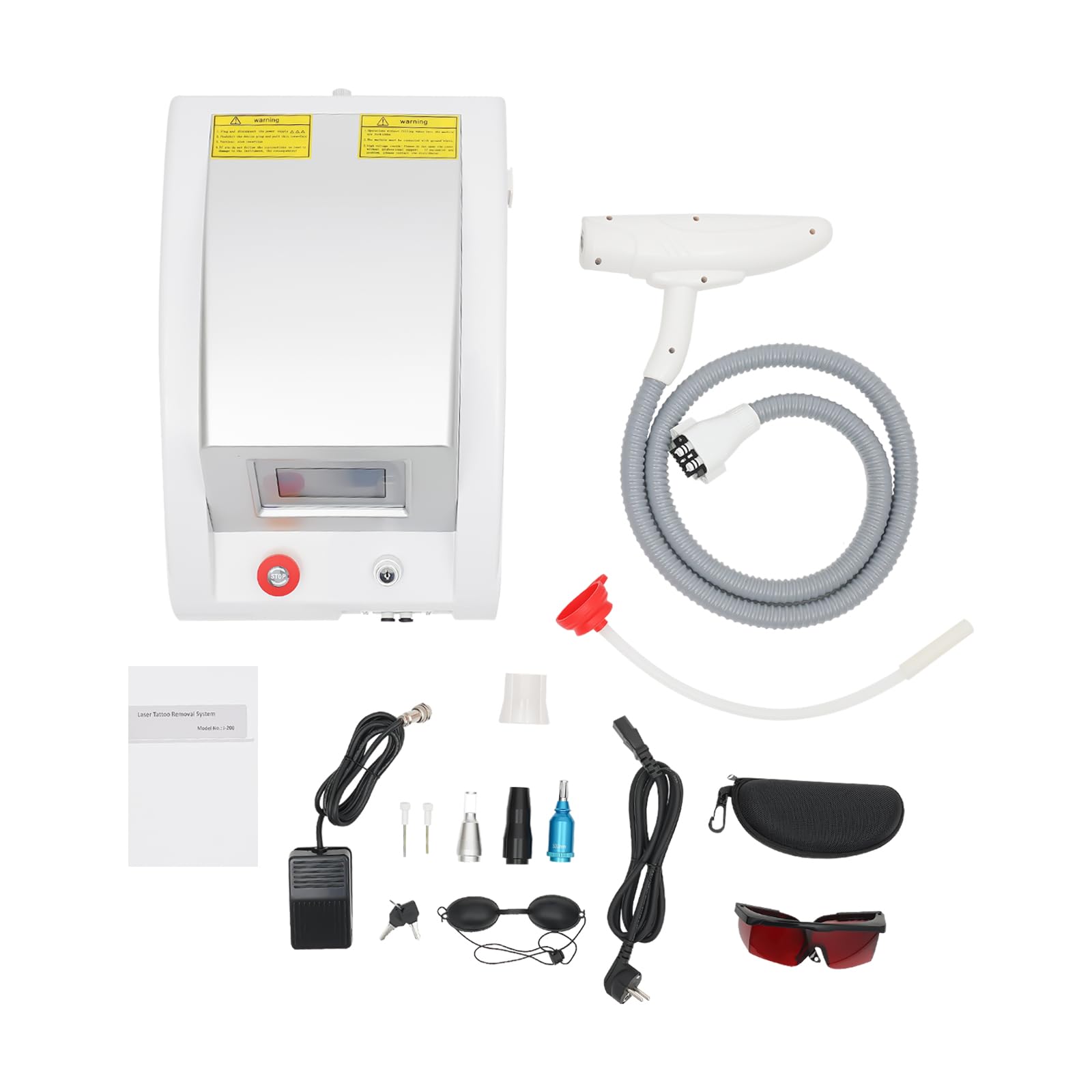 Laser Tattoo Entferner 150W - Professionelle Pigmententfernungsgerät Schönheitsmaschine für Augenbrauen & Tattoo-Entfernung mit 3 Laserköpfen Sicherheitszertifiziertes Hautpflegegerät