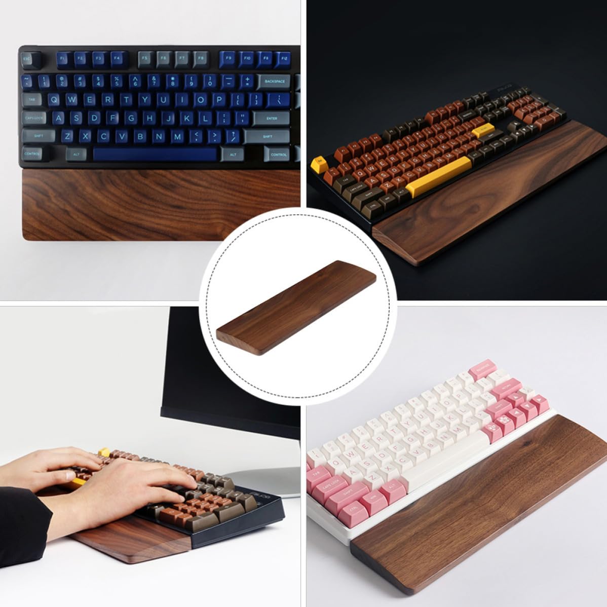 Handgelenkauflage Walnussholz 440mm Ergonomisch für Tastatur