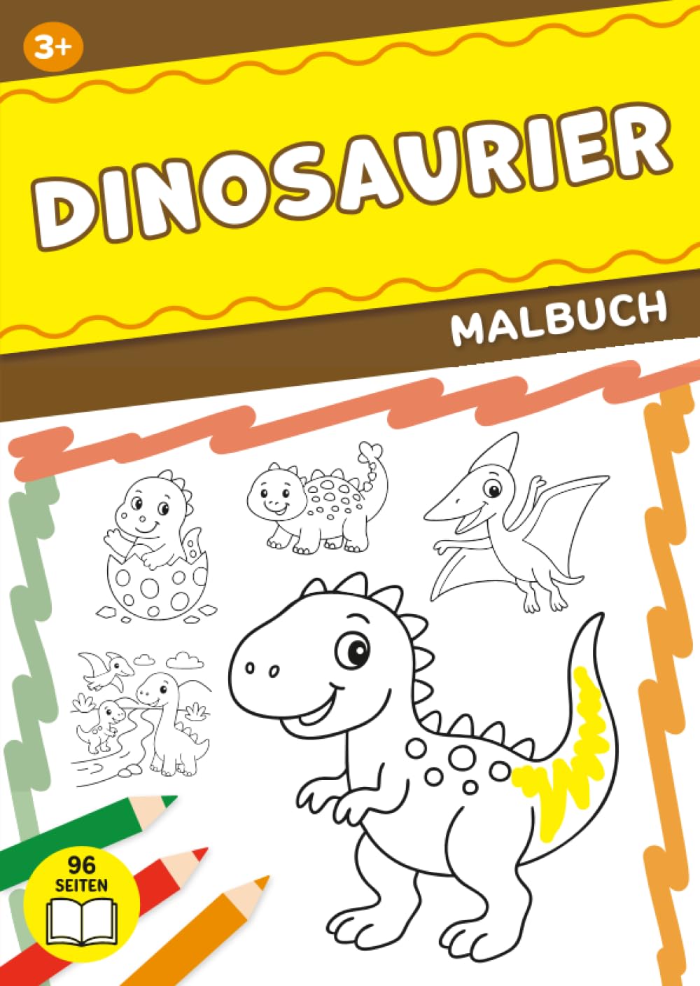 Malbuch Dinosaurier ab 3 Jahren: 48 Motive, dicke Linien, einseitig (kein Durchdrücken) – Geschenk für Mädchen & Jungen