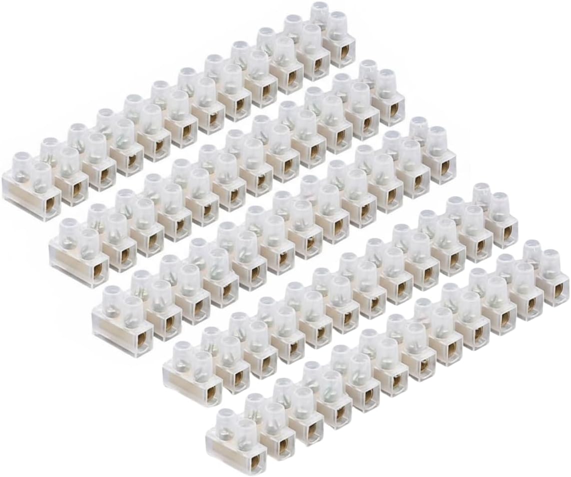3A/5A/15A/30A/60A Electrical Connector Blocks 12 Way Clear Barrier Block Strip Wire Connector Electrical Choc Blocks Connecting for Wiring Cable Dual Row 12 Position (Pack 5, 3A)