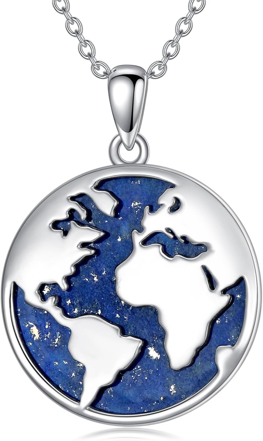 PROESS Planet Necklace 925 Sterling Silver Space Astronaut/Earth/Saturn/Moon Pendant Necklace Universe Jewelry Presents for Women Men