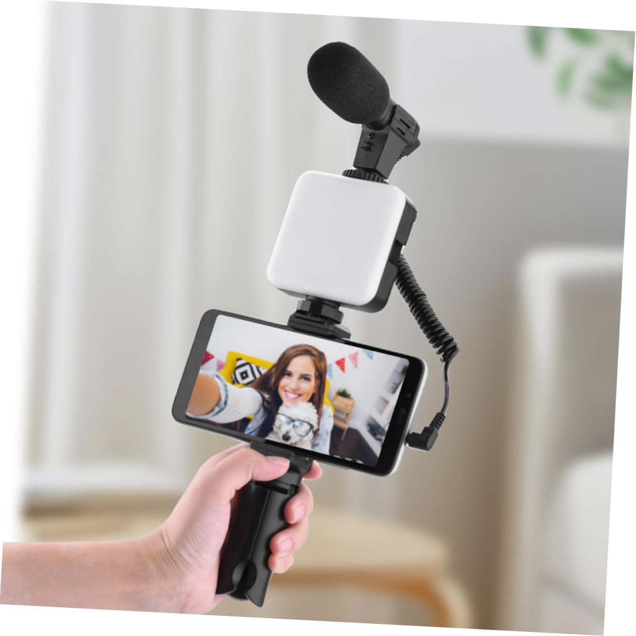 Tofficu 1set Adjustable Brightness Phone Tripod Stand Fill Lamp for Desk Phone Holder for Video Recording