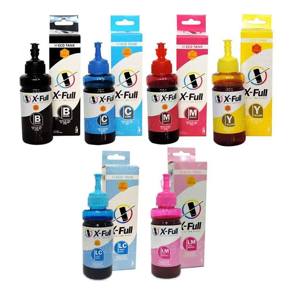 Kit 6 Cores de Tinta Corante X-Full Ultra para impressora L800