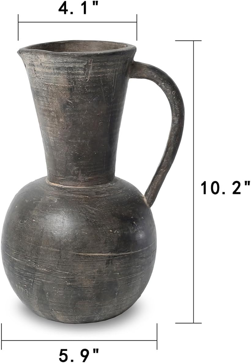 Approx. 10" H Charcoal Gray Pitcher Vintage Style(4" Opening)