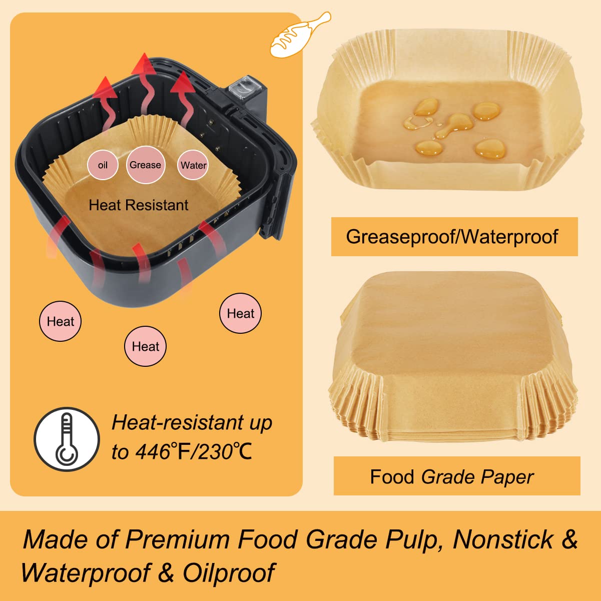 Friggitrice Aria Cosori BYKITCHEN 100 Fodere Per Friggitrice Ad Aria