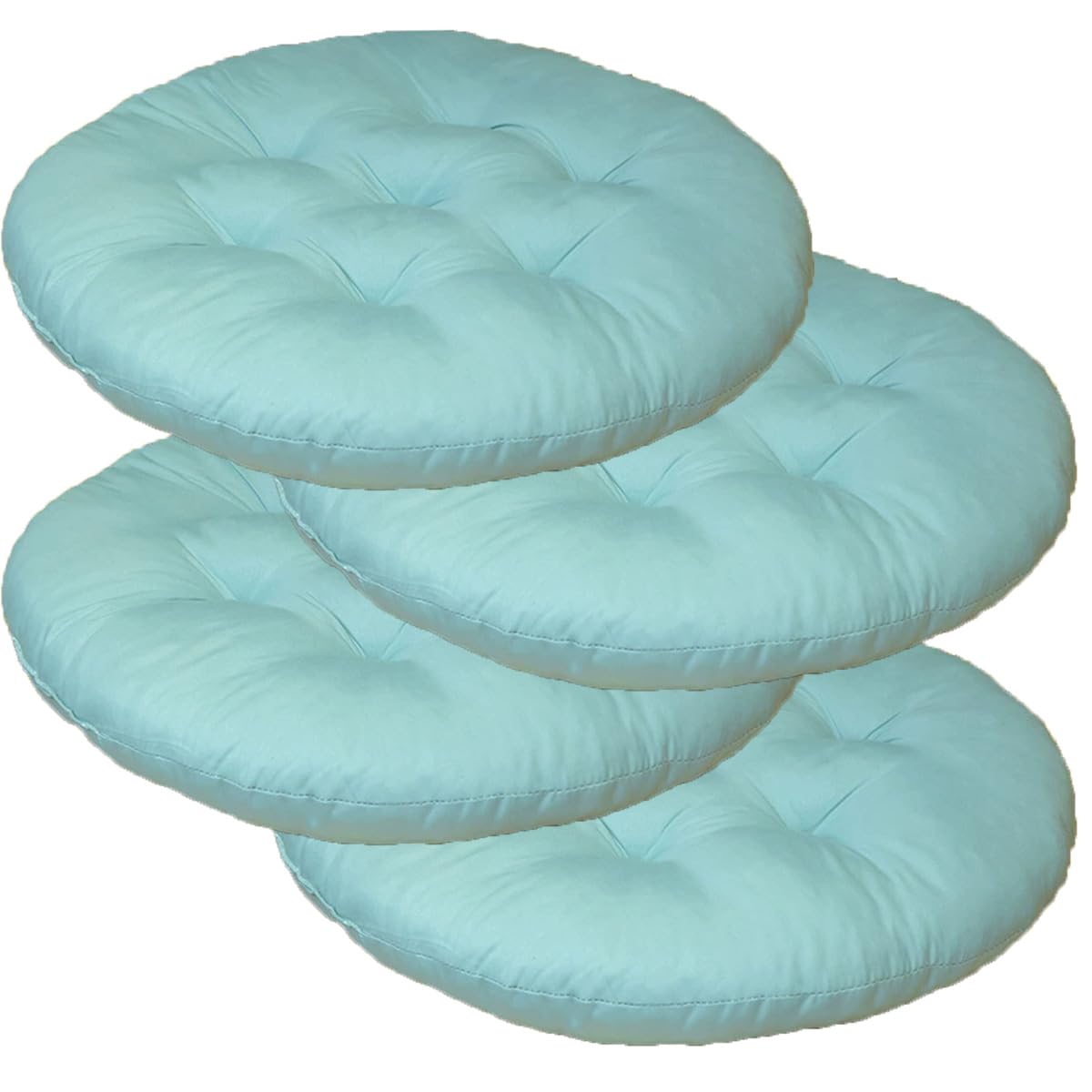 Mozzeilee Round Chair Seat Pad, 40x40cm Dining Chair Cushion Set of 2/4/6/8, Outdoor Rattan Furniture Seat Mat for Living Room Office Garden Patio (Light Green,4 pcs)
