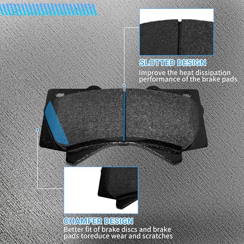 Image of Front Brake Pads Set Compatible with Le-xus LX570, Toyota Land Cruiser Sequoia Tundra Automotive Replacement Brake Pads Semi-Metallic D1303