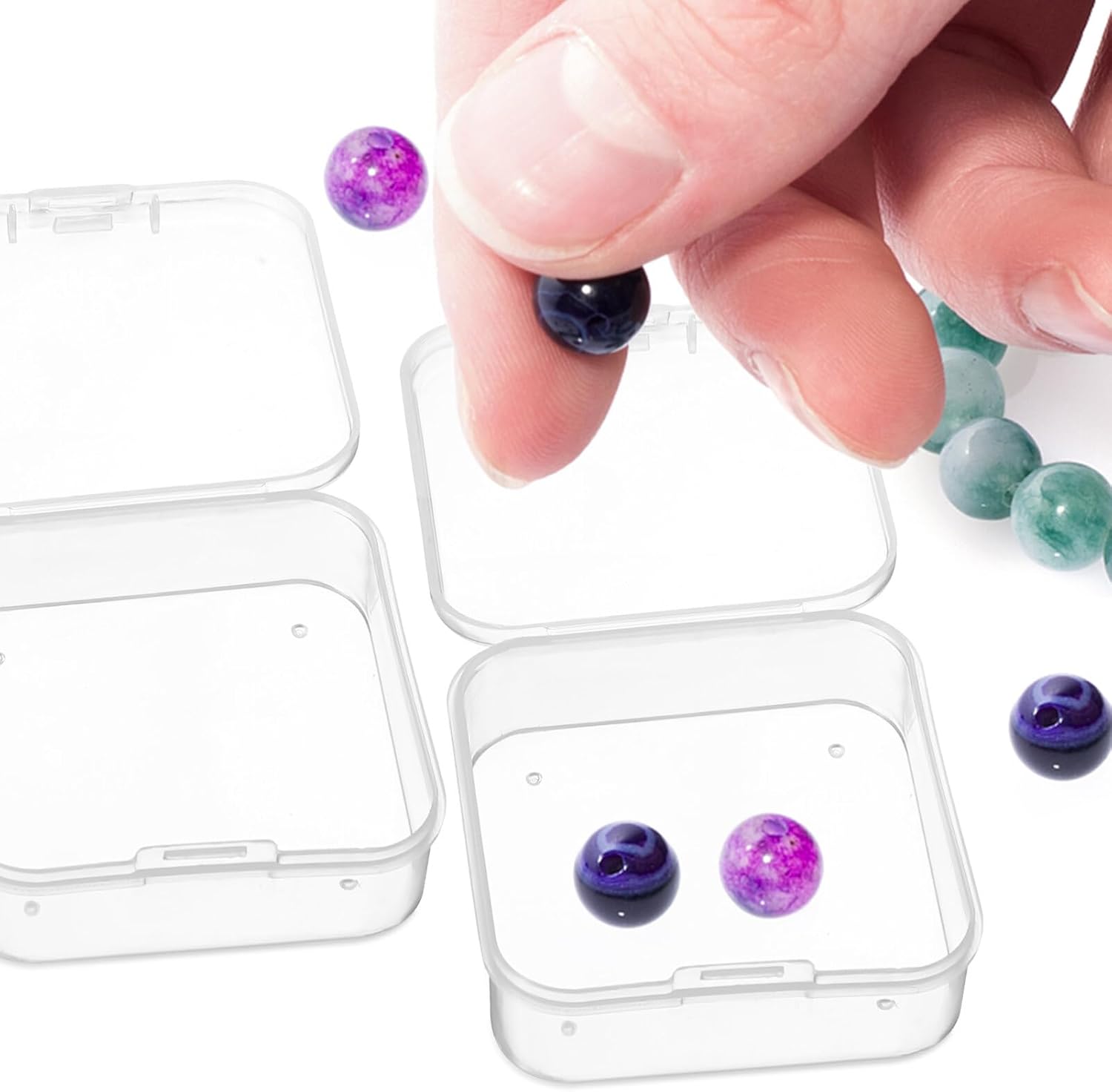 Yardwe 48pcs Transparent Storage Box Clear Square Divided Organizer for Jewelry Beads and Accessories Material for Easy Viewing and Use