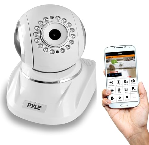 Pyle Cámara IP inalámbrica para interiores, sistema de vigilancia de seguridad de red HD 1080p para el hogar, detección de movimiento, visión