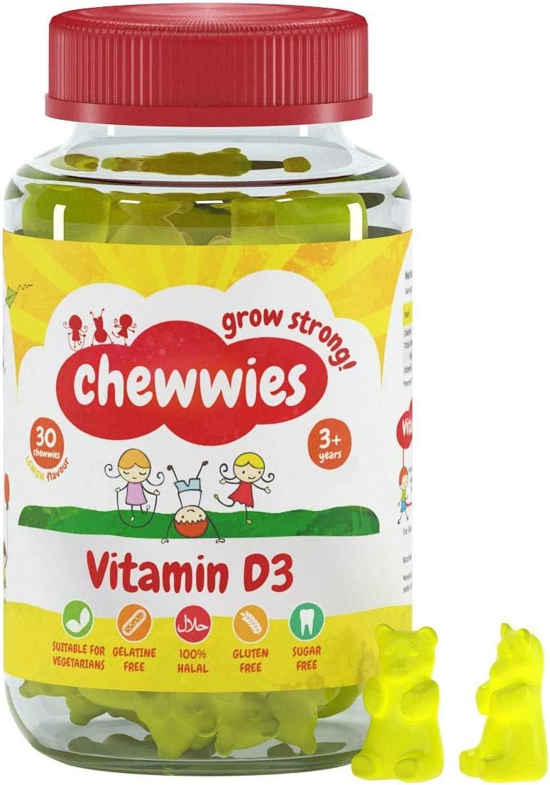 Vitamin D - Chewable Gummies- Vegetarian, Vegan, Halal, Sugar Free & Gluten Free, Non-GMO - for Adults and Children to Support Healthy Growth and Development by Chewwies Vitamins