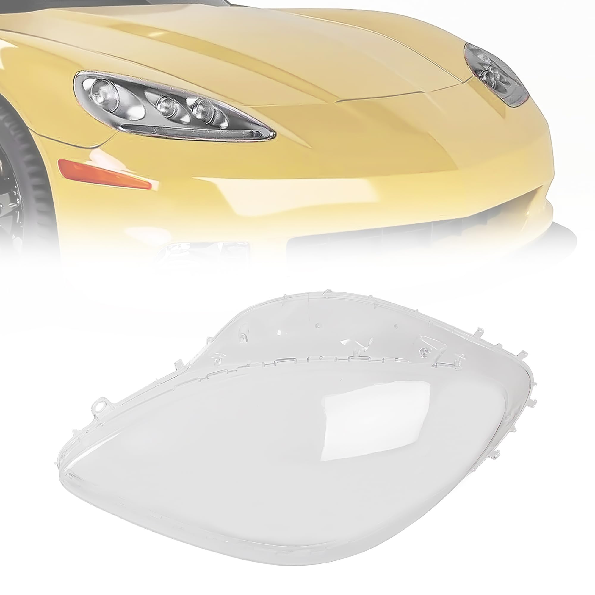 Photo 1 of HECASA Headlight Lens Covers Clear Lenses Replacement Headlamp Lens Cover Compatible with Corvette C6 2005 2006 2007 2008 2009 2010 2011 2012 2013 Anti-UV L+R Pair 2pcs
