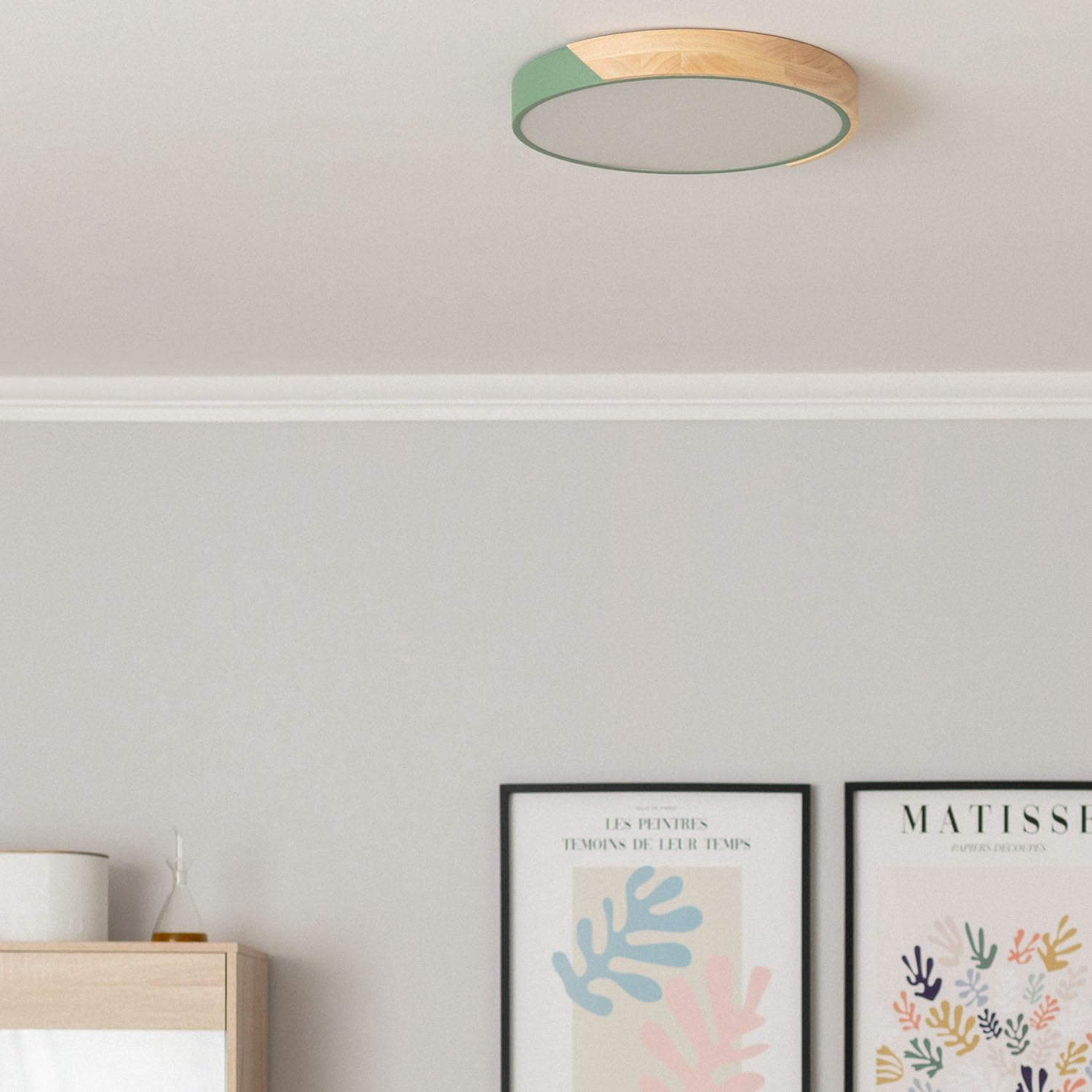 LEDKIA Plafoniera LED Circolare da 24 W in Legno e Alluminio, Ø 418 mm, CCT | CCT Selezionabile | Ø418 mm | Metallo e Legno | Verde Celadon