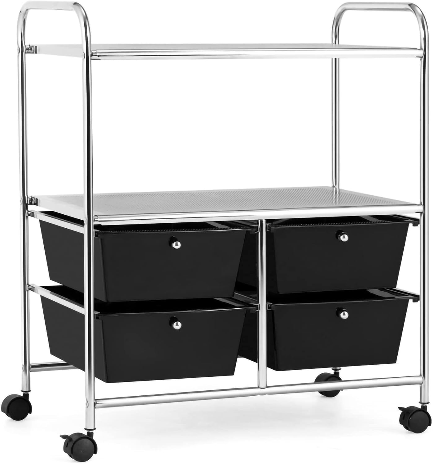 TUOCHUFUN Rolling Storage Cart w/ 4 Drawers 2 Shelves Metal