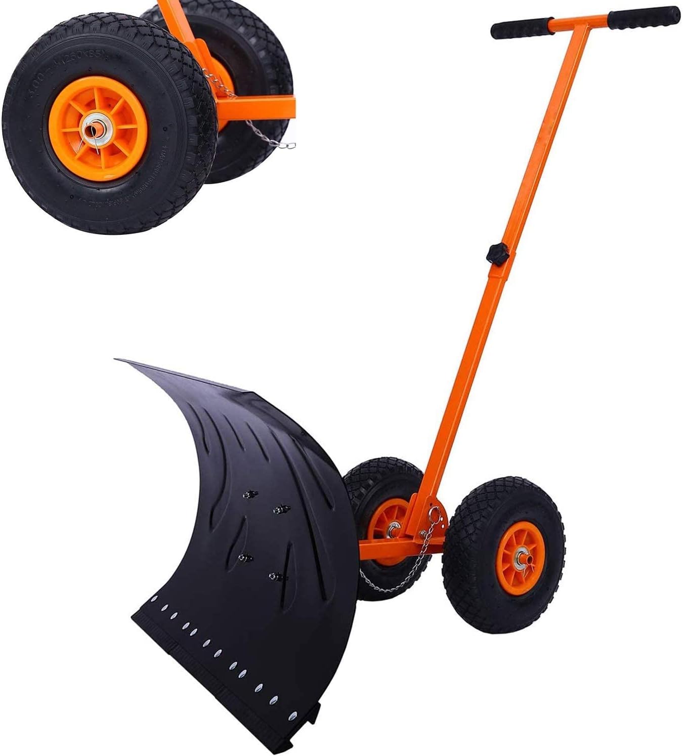 FMOPQ Snow Pusher Shovel Adjustable Snow Shovel with Wheels Rolling