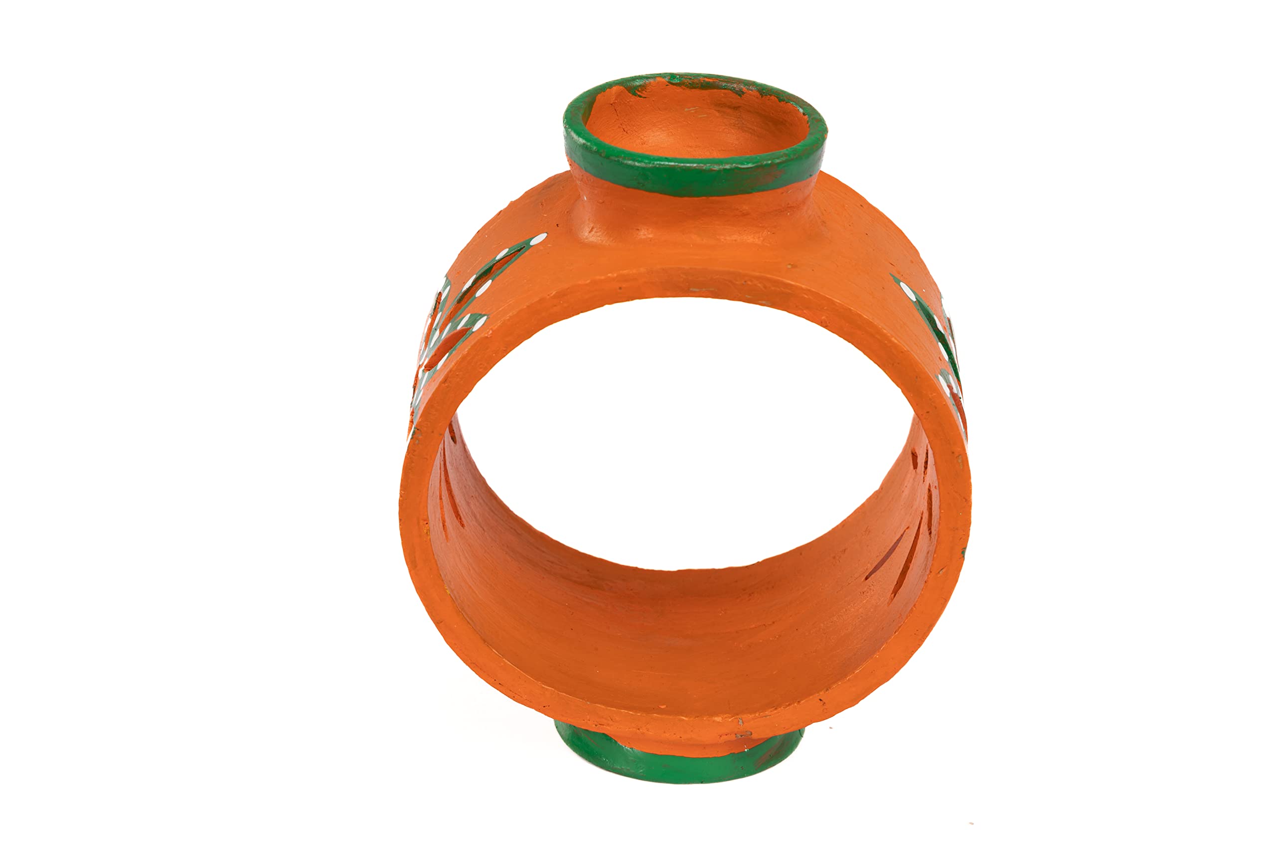 Karru Krafft Handcrafted Terracotta Oil Diffuser/Kapoor Diffuser/Loban Burner/Clay Sambrani Holder for Home Fragrance, Home Decor, Pooja Decor, Navaratri Decor, Diwali Dcor (Orange) - Image 5 thumbnail