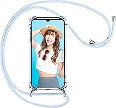 Vauki Cover with Lanyard for Samsung Galaxy A13 4G, Case on Strap Necklace Strap Transparent Silicone TPU+PC Bumper Back Scratch-Resistant Protect Case, Purple