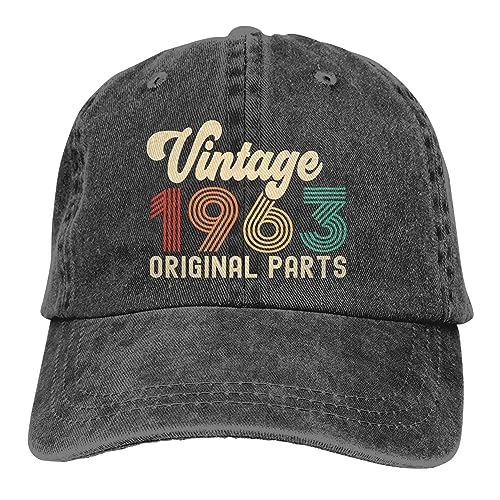 62th Birthday Gifts for Men Women, Vintage 1963 Hat Original Parts, Funny Adjustable Cotton Printed 62 Years Old Party Supplies Baseball Cap, Retirement Gifts for Women Men Dad Mom Grandma Grandpa