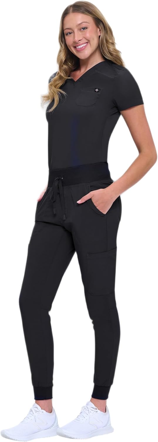 Natural Uniforms Womens Cool Stretch Modern Tuck-In Top Yoga Jogger Scrub Set with Regular and Petite Sizes - Image 6