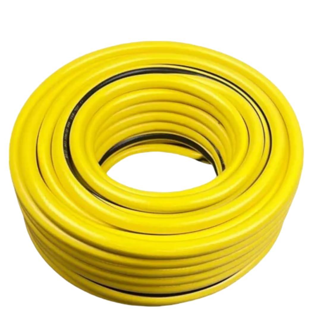 HoseFlo 20m Hose Pipe, Reinforced PVC Garden Hose, Flexible Outdoor Hosepipe for Garden Watering, Car Washing & Patio Cleaning, Yellow