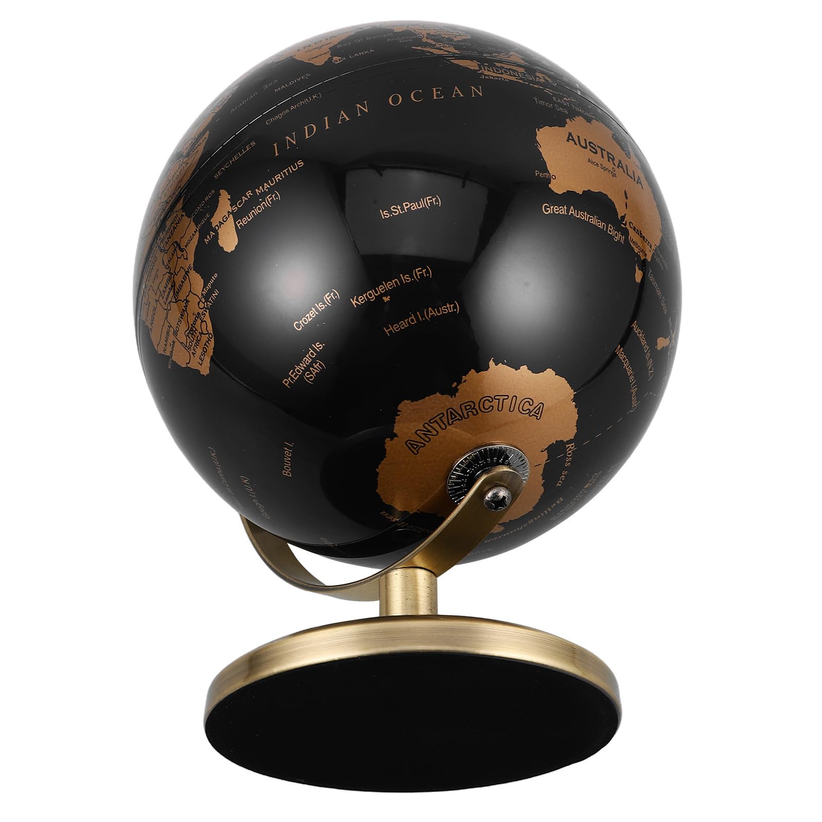 Happyyami Adorno de Globo Terráqueo de Escritorio Multifuncional en Metal Dorado, Bola de Globo 14 Cm Estilo Europeo para Embellecimiento de Mesa y Oficina