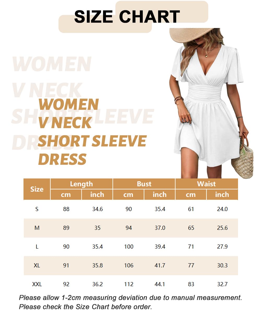 LIAMERHE Vestido Manga Larga/Manga Corta Mujer Casual Vestidos Largos Cuello en V Elegante Dress de Manga Farol Vestido línea A Mangas Mariposa