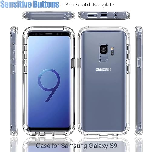 Miniatura 3 de Gufuwo Funda para Galaxy S9, Samsung S9 SM-G960U con protector de pantalla de vidrio templado, transparente 360 protección de cuerpo completo,
