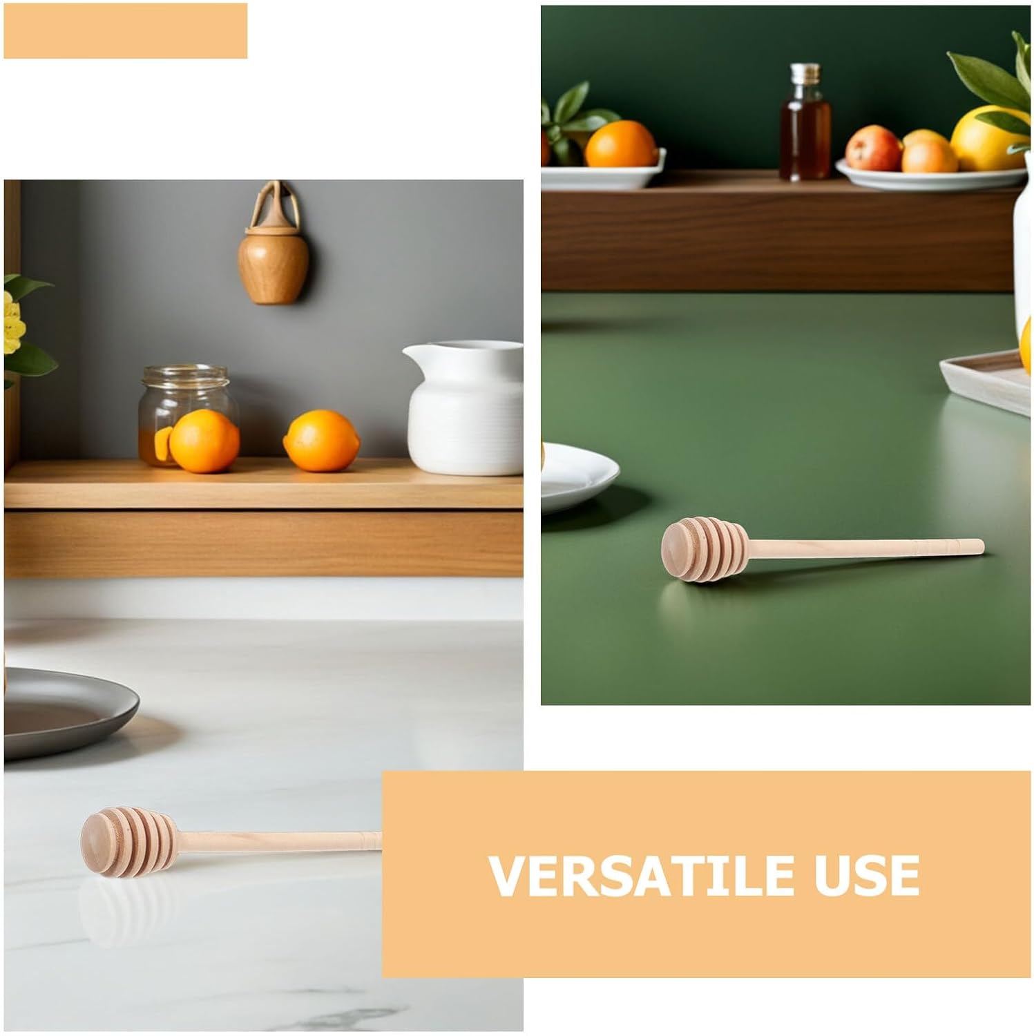 LABRIMP 40pcs Wooden Honey Dipper Sticks 15cm Slot Design Honey Stirrer Stick for Jar Dispensing and Mixing in Kitchen and Dining