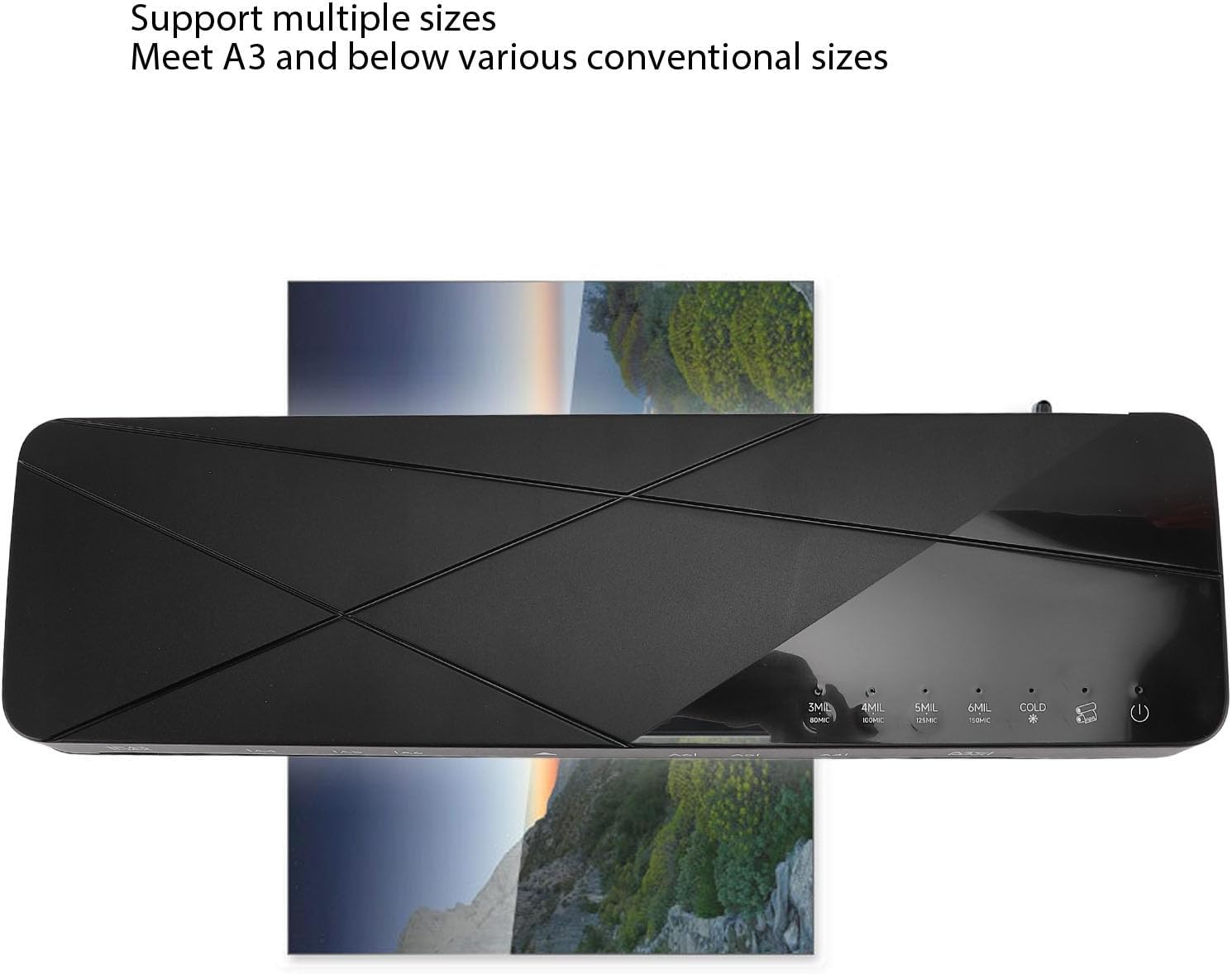Laminator processing a large document, illustrating multi-size support
