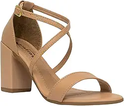 Sandália Feminina Salto Bloco Grosso Moda Casual Básico Brilho Confortável