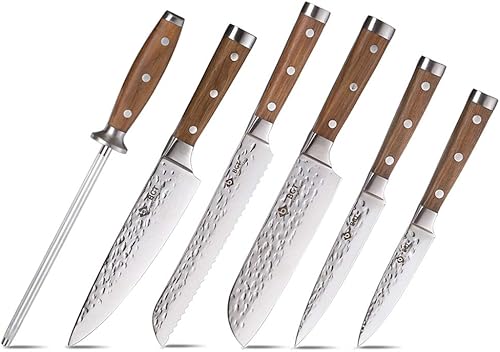 Vista 8 de BGT Cuchillo Santoku de 7 pulgadas, cuchillo de chef japonés afilado, cuchillo de cocina japonés VG10 de 67 capas de acero de Damasco con mango