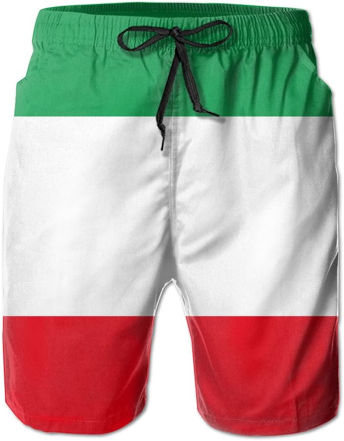 MAMAC New Men's Italia Italy Italian Flag Leisure Ultra-light Sandy Beach Pants Board Shorts With Telescopic Tape