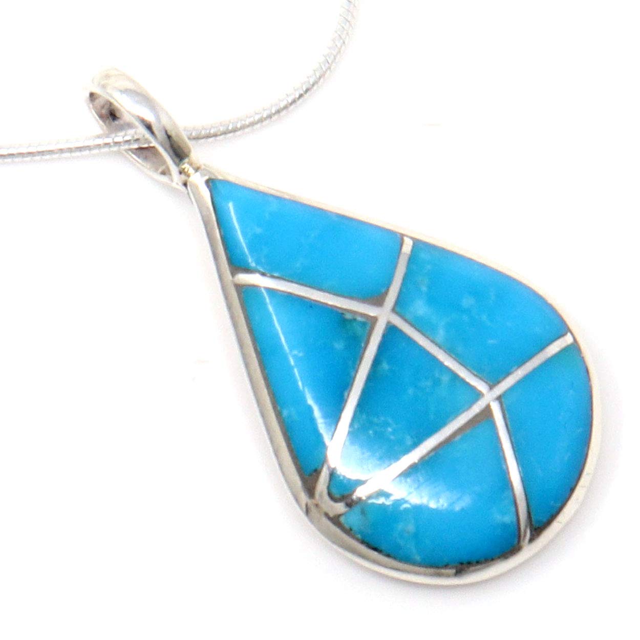 L7 EnterprisesChannel Inlay Turquoise Tear Drop Pendant Handcrafted by Kallestewa …