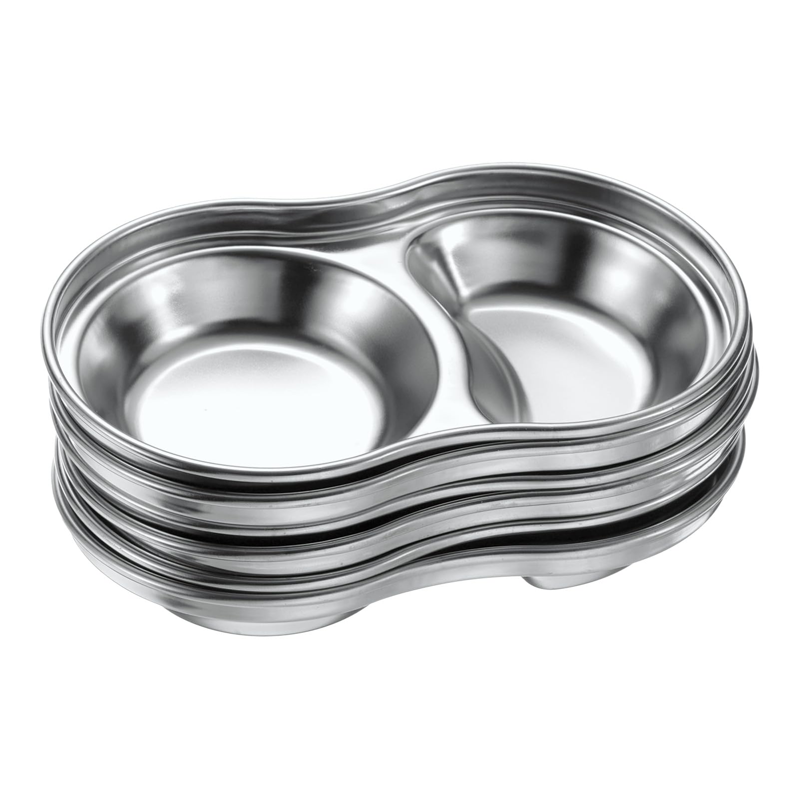 Bol à tremper en acier inoxydable uxcell lot de 6 coupelles à sauce 2 compartiments ronds
