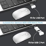 Wireless Mouse for Laptop Cpmputer,Bluetooth Mouse for MacBook,Silver | Rechargeale Dual Mode(USB 2.4Ghz + Bluetooth 5.2) Silent Portable Cordless Mice with USB C Adapter