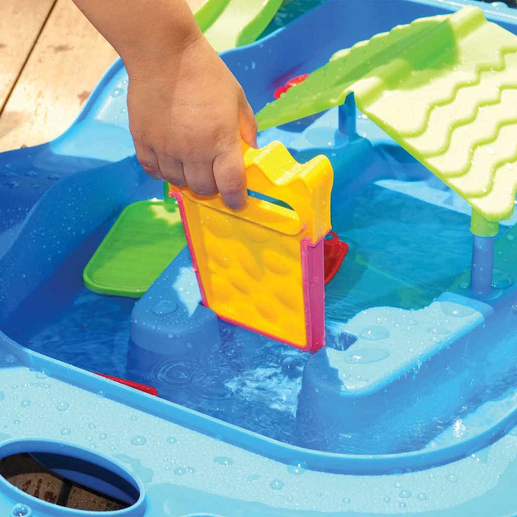 Wasserspiel-Koffer aus robustem Polypropylen 51x21,5x66,5 cm mit 21 Zubehörteilen wie Pumpe, Mühle und Angelhaken für Kinder ab 12 Monaten zum Spielen und Planschen im Garten und Outdoor