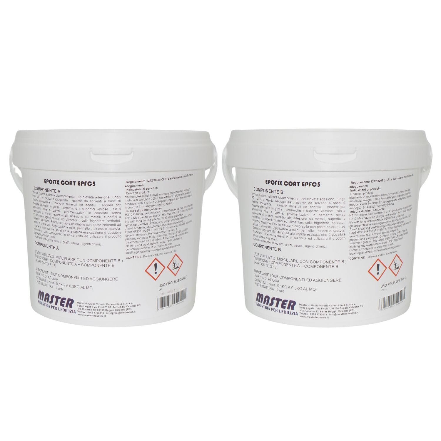 Resina Epossidica Satinata per Piastrelle e Superfici Facile Applicazione 12 MQ (Epofix Coat) (RAL9010, 1 Kg)