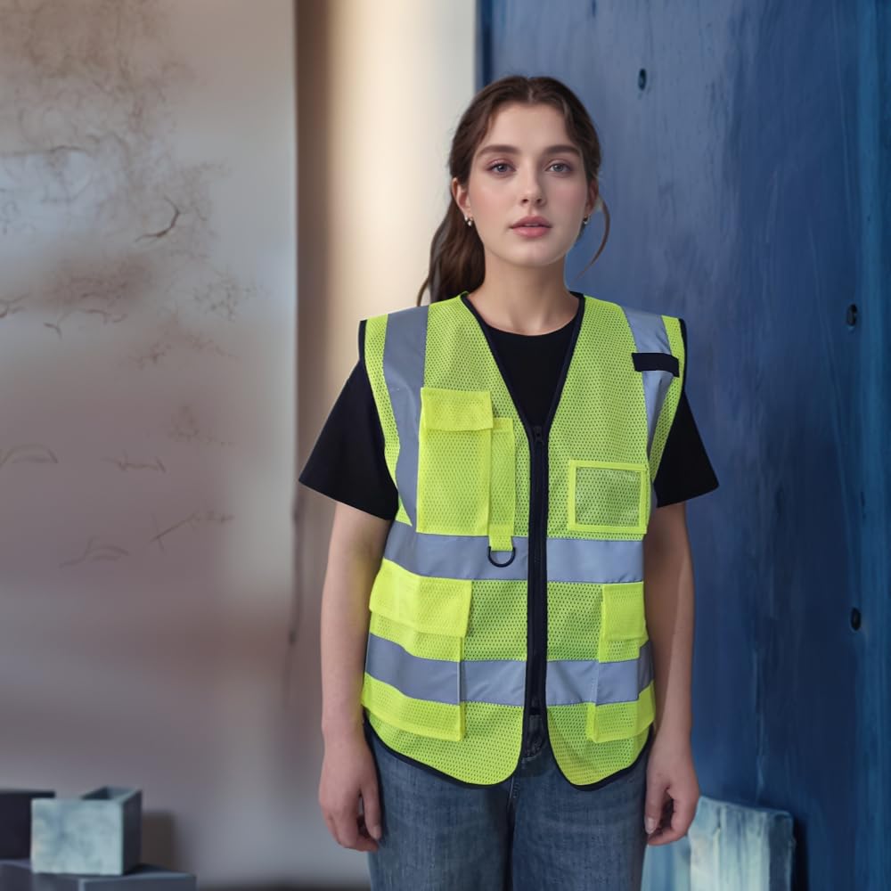 Chaleco de seguridad de alta visibilidad para todos, chaleco de trabajo reflectante con tiras de alta visibilidad para equipos de carretera y exteriores