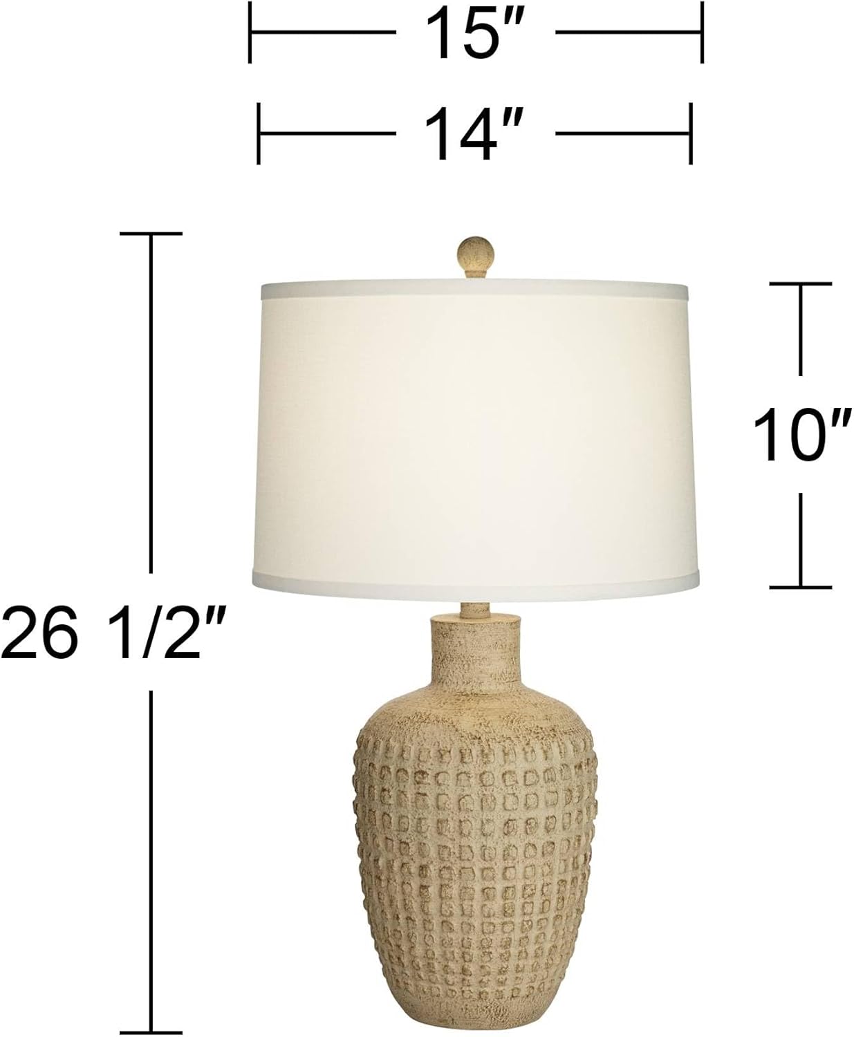 360 Lighting Delon 26 1/2" Tall Jar Farmhouse Rustic Country Cottage Core Coastal Table Lamp Natural Brown Beige Terra Cotta Finish Single White Shade Living Room Bedroom Bedside Nightstand House
